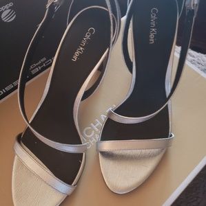 Calvin Klein silver strappy sandals